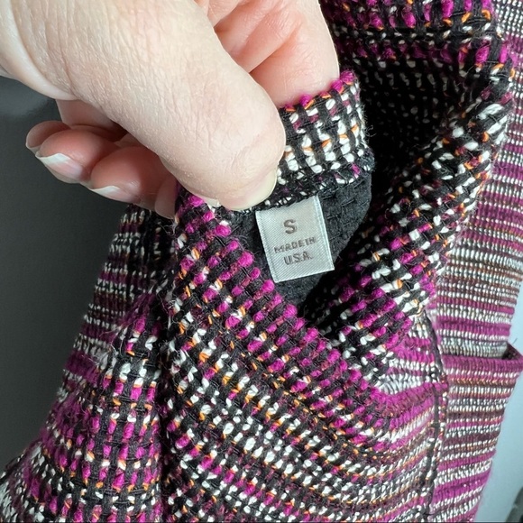 Woven Maroon, White & Black Striped Reversible Zipper Front Vest - Picture 11 of 12